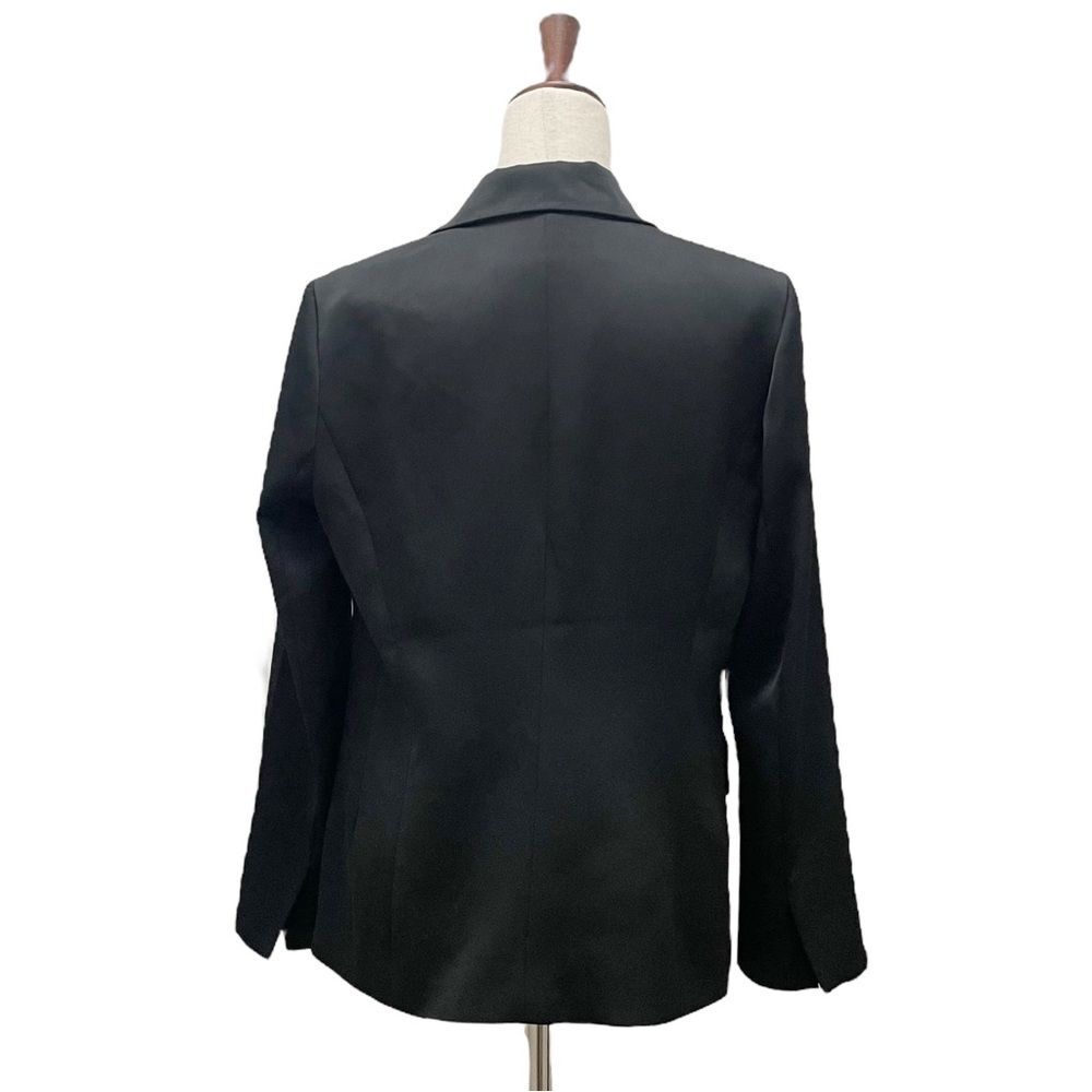 Chico’s Black Label Matte Black Satin Single Button Tuxedo Blazer Women’s Size 8 - Picture 3 of 13